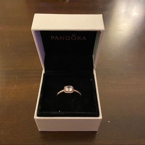 Pandora Rose Gold Sparkle Halo Ring size 9